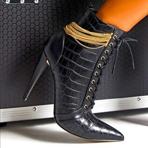 Black chain link detail booties7 7.5 8 8.5 9 9.5